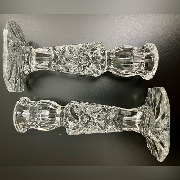 The Irena Collection 24% Lead Cut Crystal Candle Sticks Made in Poland Set of 2 - Picture 3 of 10